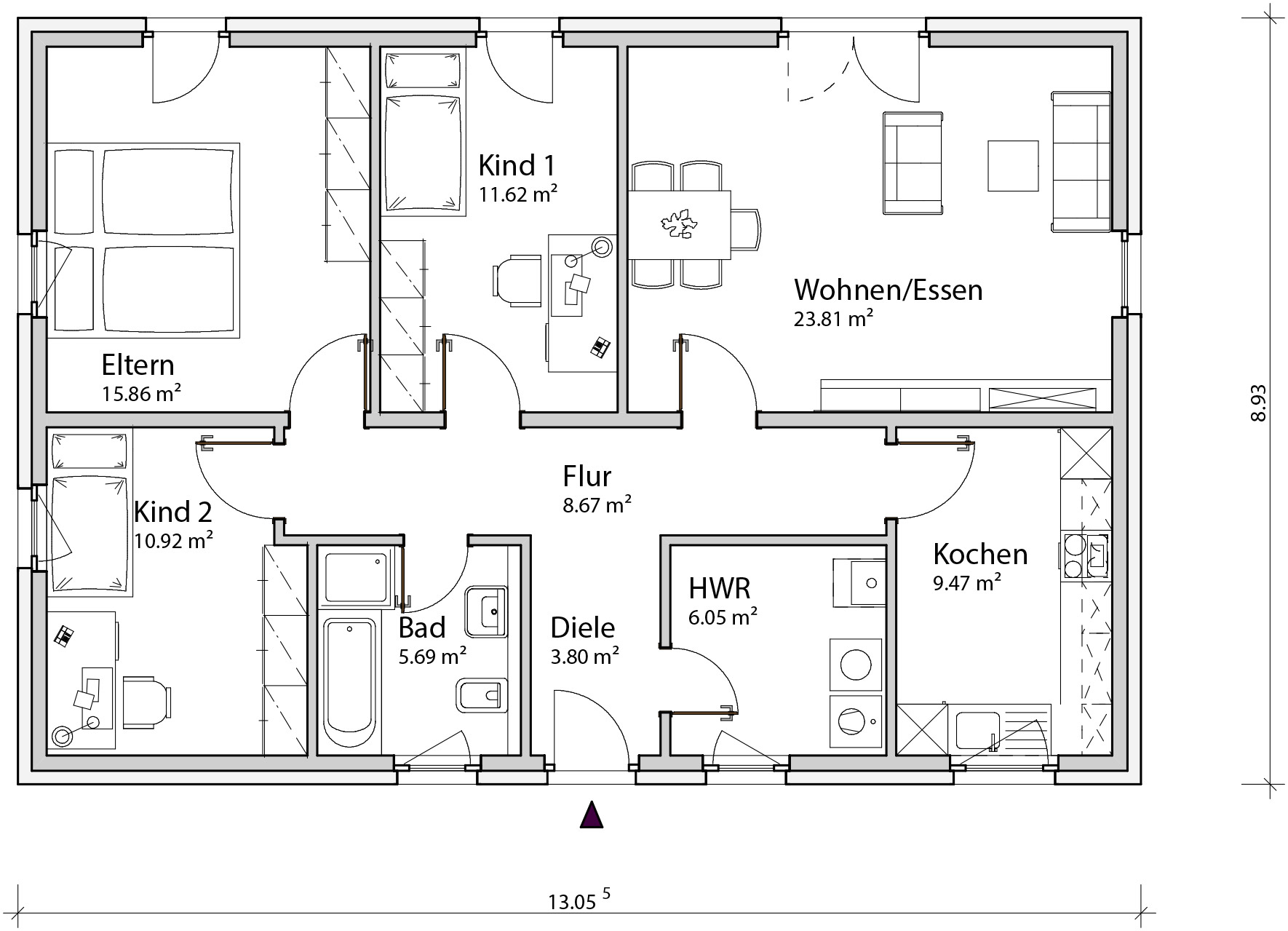 Bungalow B2 Erdgeschoss